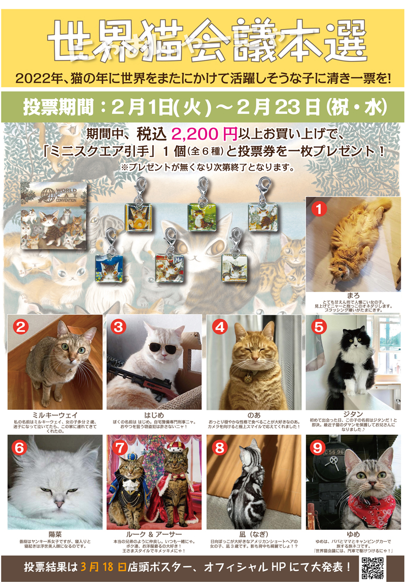 直営店からのお知らせ: 世界猫会議本選開催のお知らせ