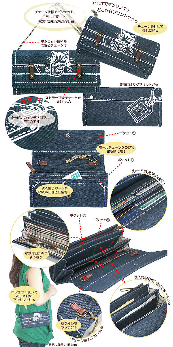 デニムトランプルイユ　２ＷＡＹお財布ポシェット